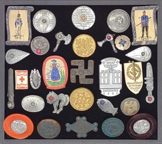 30 WWII German NSDAP Tinnie Badges & Pins
