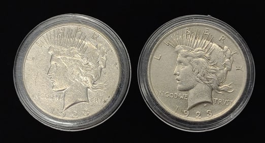 (2) 1923 Peace Dollar US Coins (1923 & 1923-S)