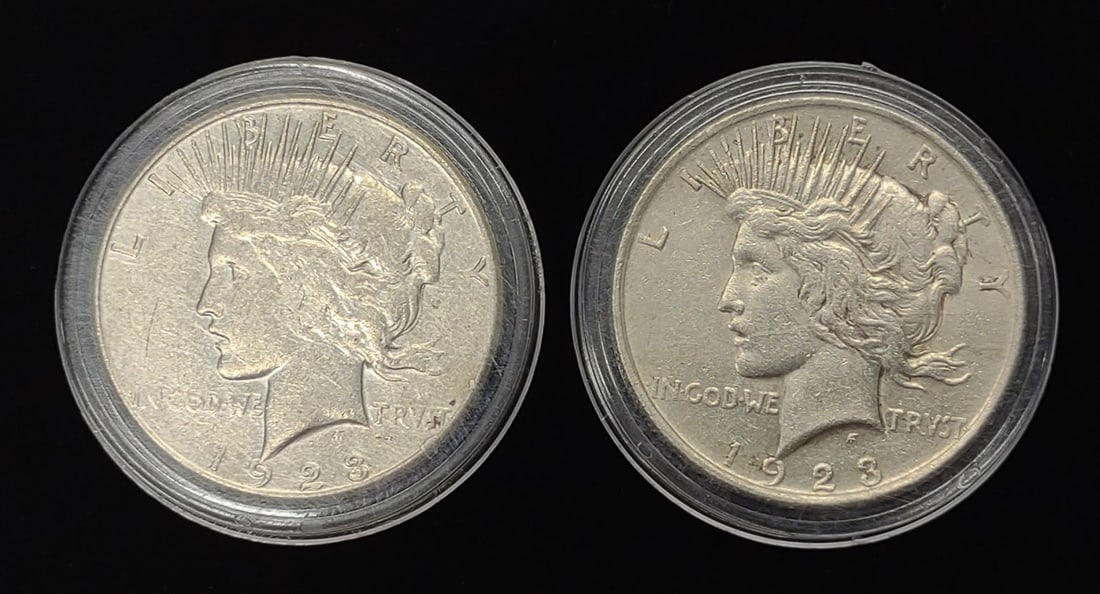 (2) 1923 Peace Dollar US Coins (1923 & 1923-S) (1 of 5)