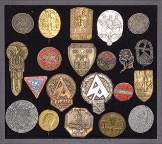 21 WWII German NSDAP Tinnie Badges & Pins
