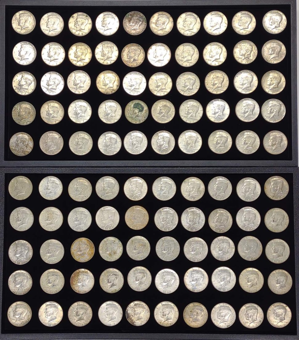 (100) 40% Silver 1967 Kennedy Half Dollar US Coins (1 of 8)
