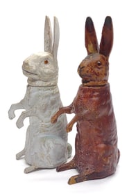 2 German Standing Easter Rabbit Candy Containers