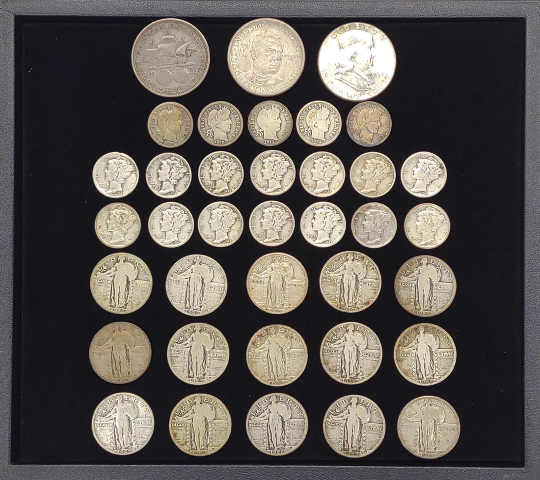 (37) 90% Silver US Coins (Mercury, Barber & More) (1 of 9)
