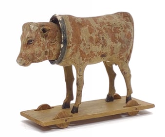 19th C. German Cow Nodder Pull Toy