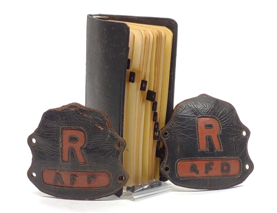 2 R AFD Fire Helmet Badges & Fire Station Book (1 of 8)