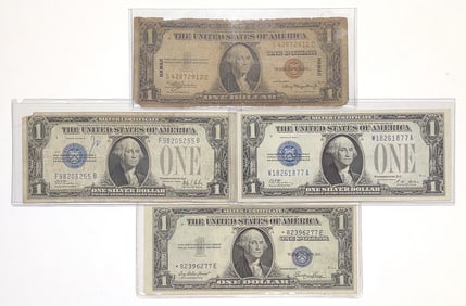 (4) $1 Red, Blue & Star US Federal Bank Notes