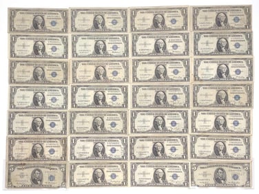 (28) $5 & $1 Silver Certificate US Bank Notes