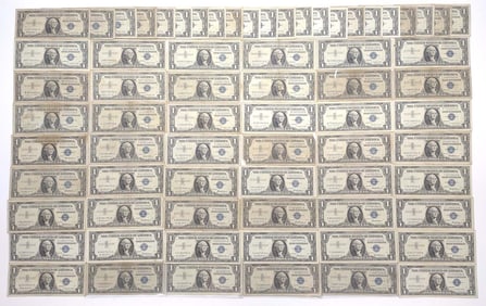 (70) $1 Silver Certificate US Federal Bank Notes