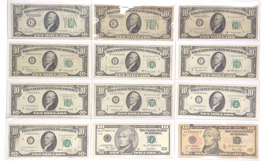 (12) $10 Green Seal Federal Reserve US Bank Notes (1 of 7)