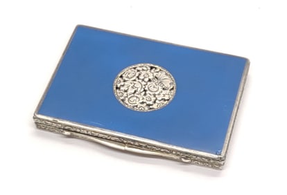 Antique Sterling Silver & Enamel Card Case