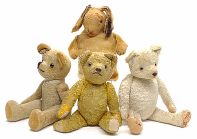 (4) Vintage Mohair & Plush Bears & Hand Puppet