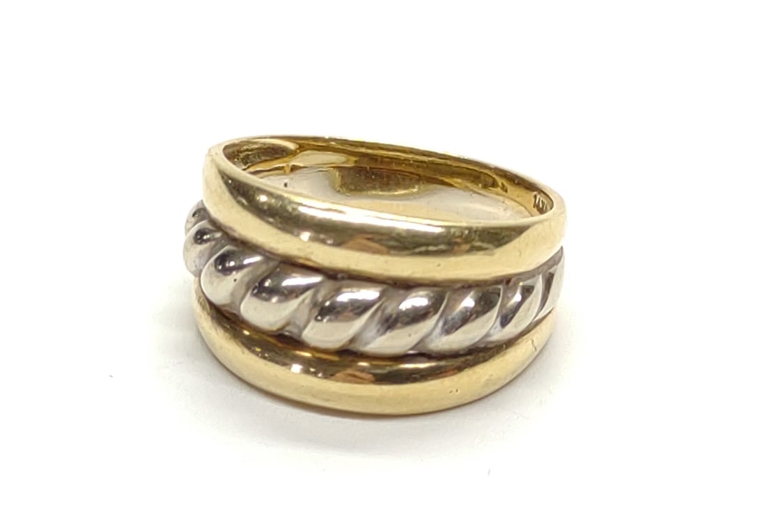 14K Gold Two Tone Cable Ring (sz 6.75) (1 of 6)