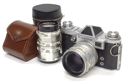 Vintage German Praktina FX Camera w/ 2 lenses