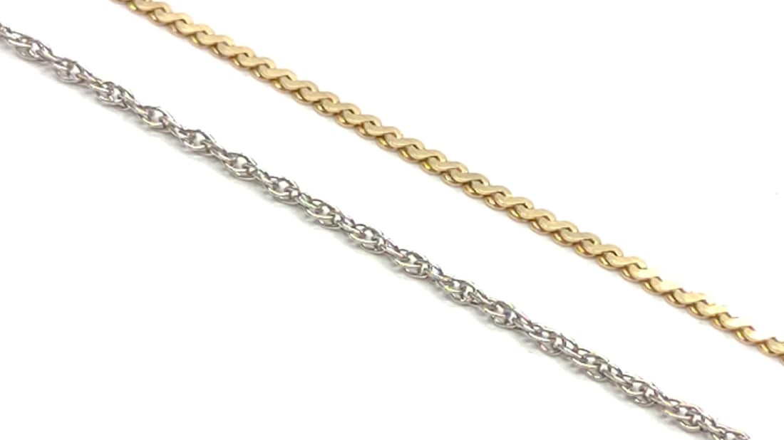 Two 14K White & Yellow Gold 15" Chain Necklaces (1 of 10)