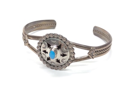 Navajo Jeff James Jr. Turquoise Sterling Cuff