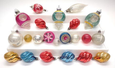 22 Vintage Figural Glass Christmas Ornaments
