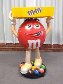 Red M&M Store Display Candy Holder w/ Tray