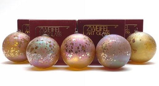 (5) Zweifel Art Glass Christmas Ornaments (Signed)