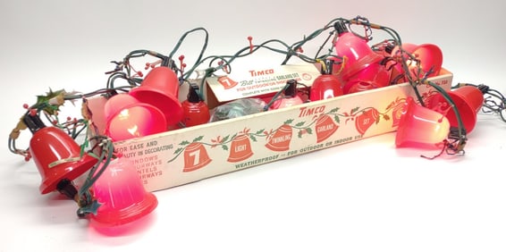 Vintage Timco Bell Christmas Lights Set w/ Box