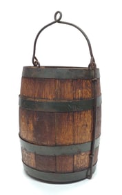 Antique Wood & Iron Stave Well Bucket