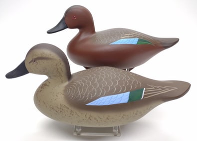 Charlie Bryan Pair of Cinnamon Teal Duck Decoys