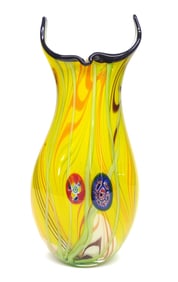 Large Fratelli Toso Murrine Art Glass Vase 16.5"