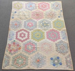 Antique Grandmothers Flower Garden Quilt