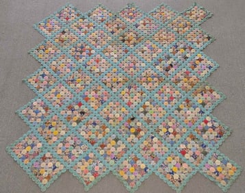 1920s-30s Hand Stitched Yo-Yo / Penny Quilt