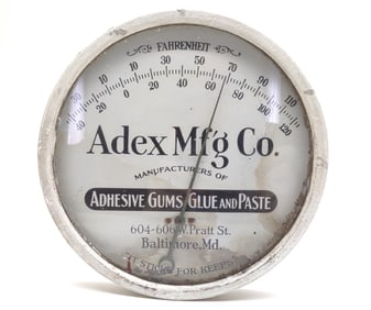 Vintage Adex Mfg Co Advertising Thermometer 9" dia