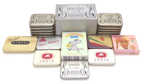 (18) Vintage Condom Tins & Packages