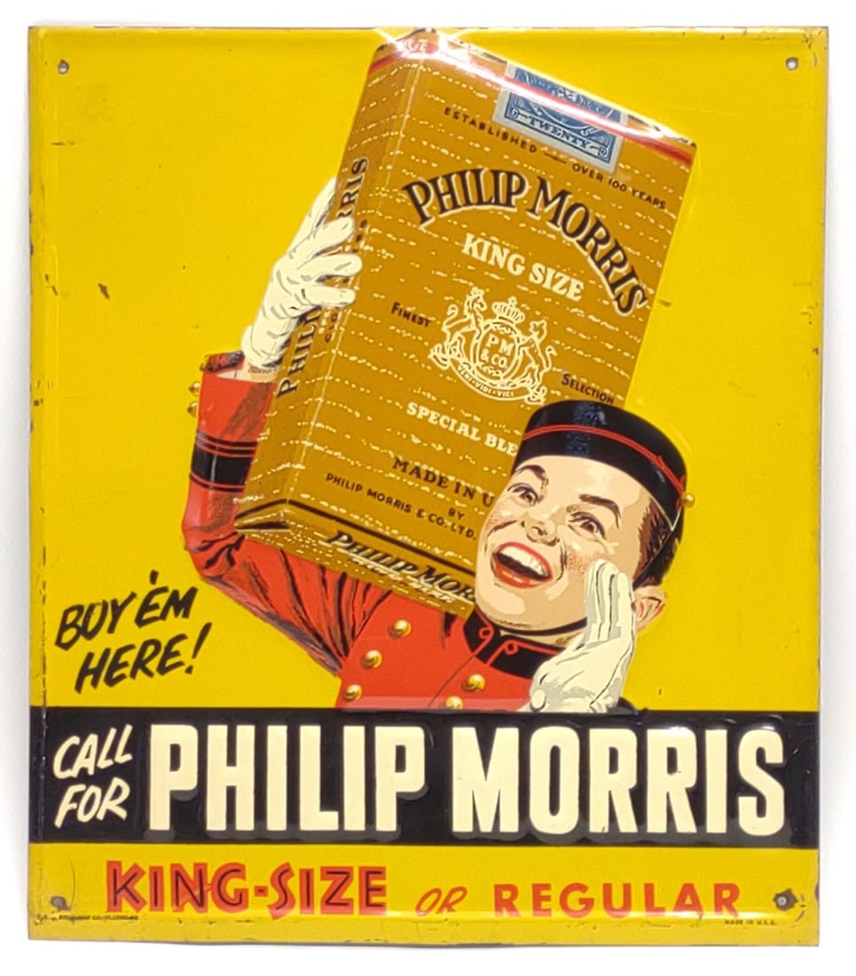Vintage Phillip Morris Cigarettes Tin Sign (1 of 7)