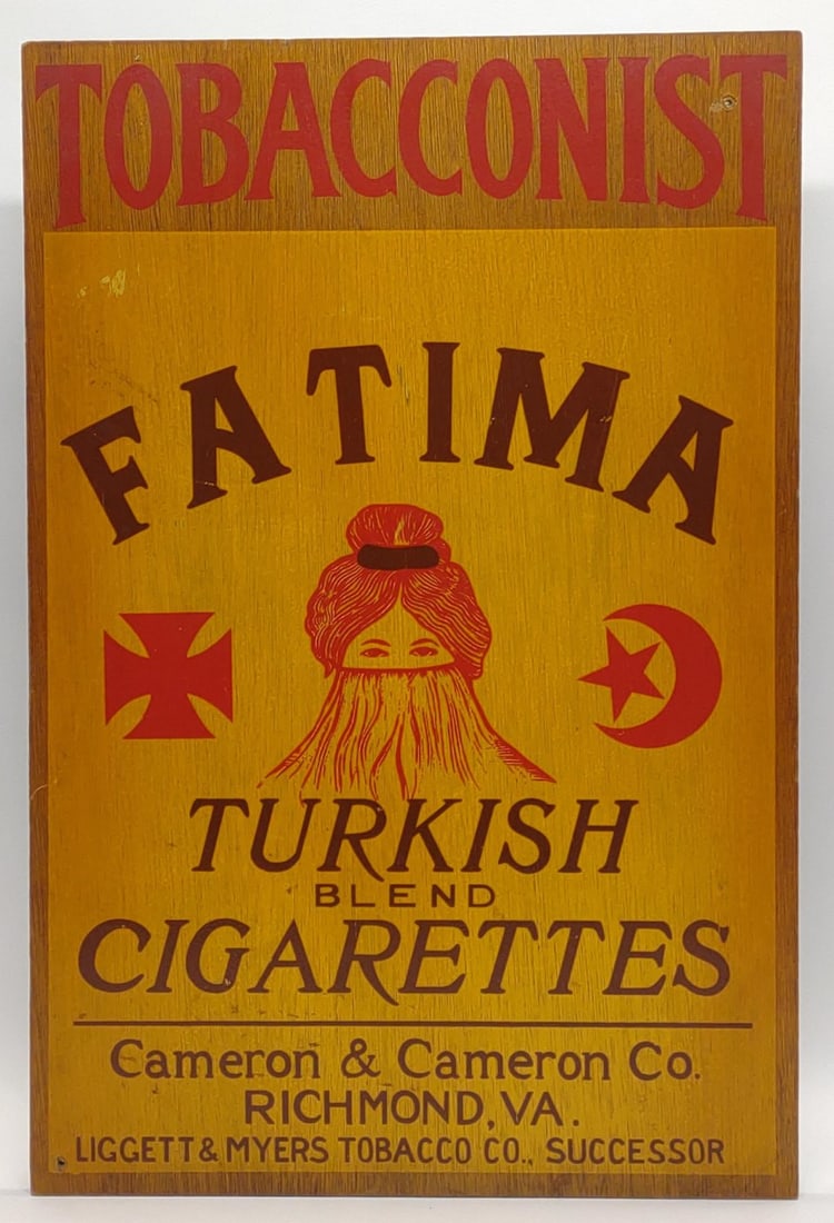 1940s Wood Fatima Cigarettes Advertising Sign (1 of 6)