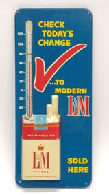 Vintage L&M Cigarette Advertising Thermometer Sign