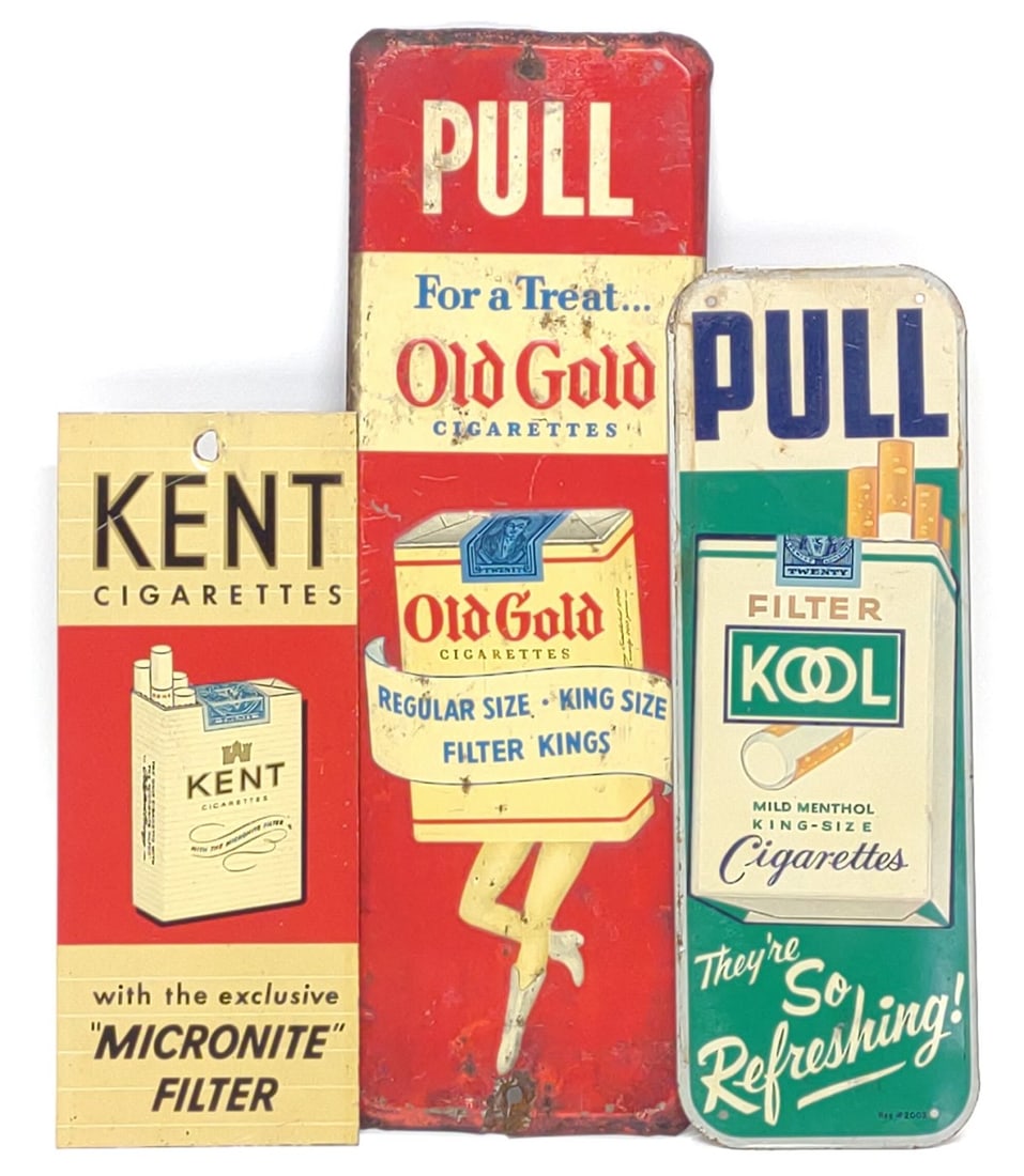 3 Vintage Cigarette Door Pull Advertising Signs (1 of 11)