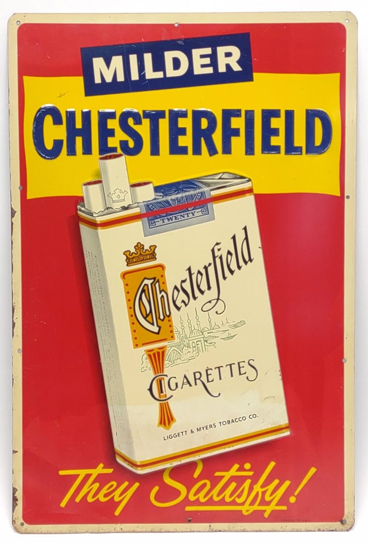 Vintage Chesterfield Cigarettes Tin Embossed Sign (1 of 6)