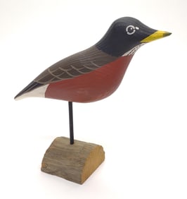 Carved American Robin Bird Decoy