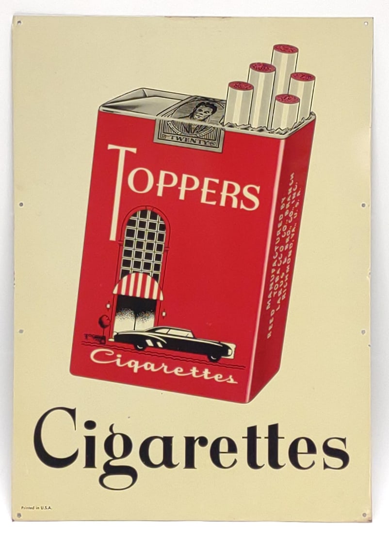 Vintage Toppers Cigarettes Tin Advertising Sign (1 of 5)