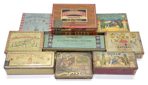 (9) Antique Cigarette Tins