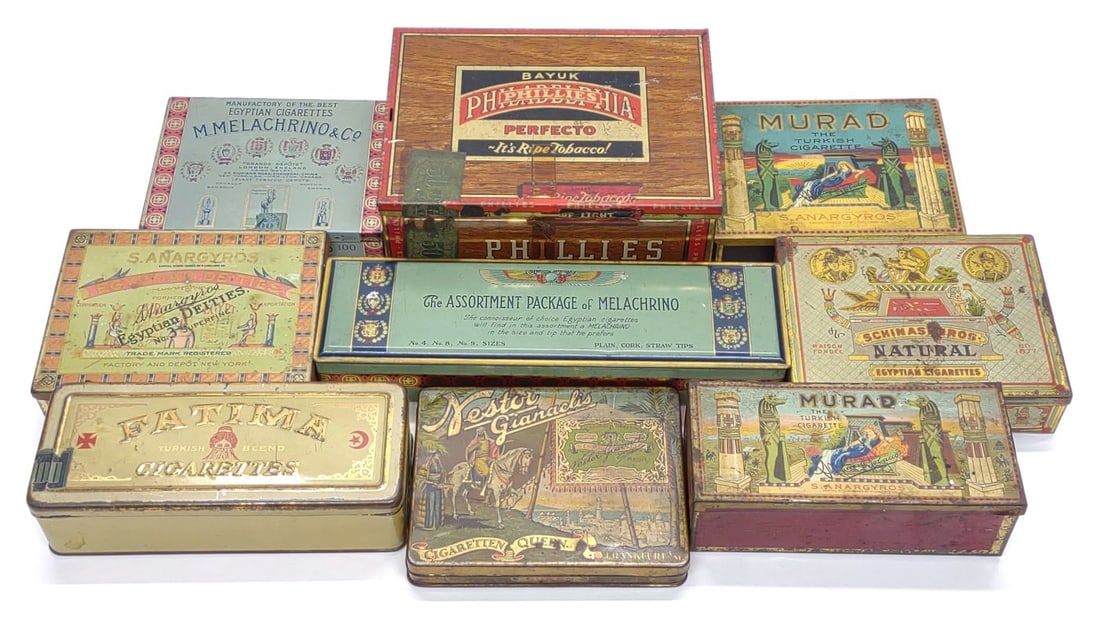 (9) Antique Cigarette Tins (1 of 9)