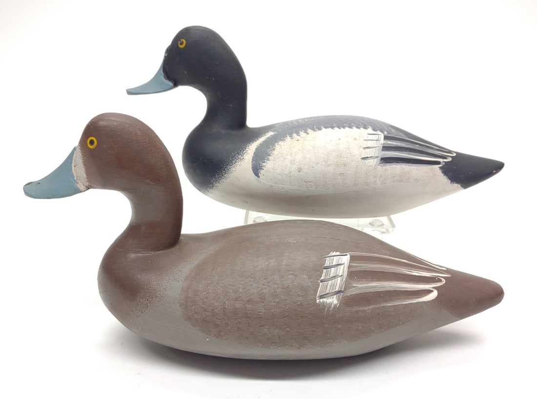 John H Clark Bluebill Duck Decoy Pair (Half Size) (1 of 8)