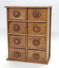 8 Drawer Hanging Oak Spice Cabinet