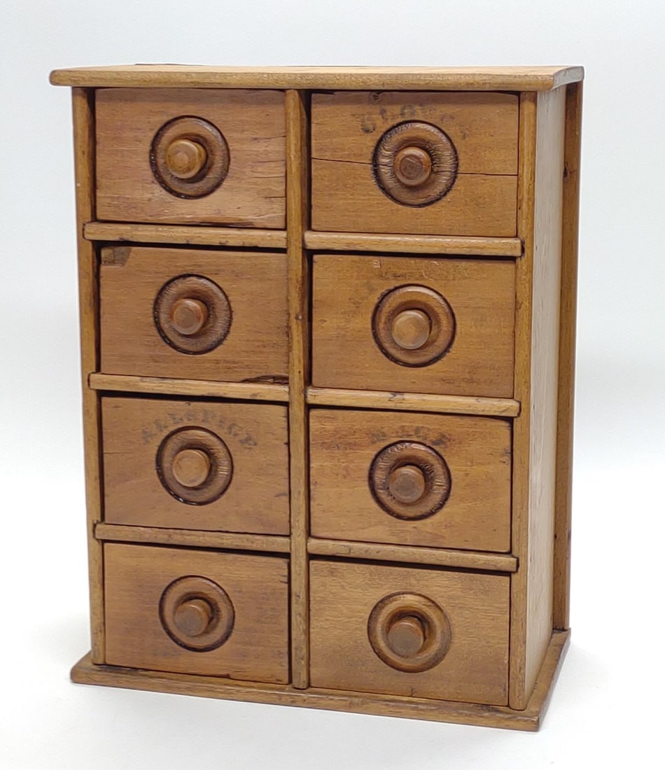 8 Drawer Hanging Oak Spice Cabinet (1 of 7)