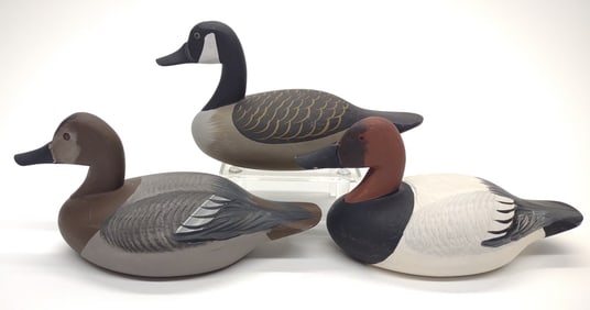 3 Capt. Roger Urie Miniature Duck & Goose Decoys
