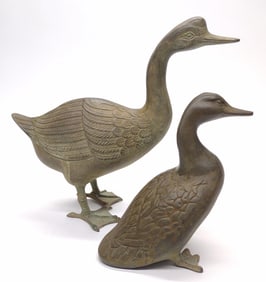 Bronze Chinese Goose & Mallard Duck Sculptures