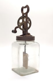 Antique Culinary 2 Quart Glass Butter Churn