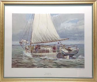 Robert E Goodier Signed "Working Under Sail" Litho