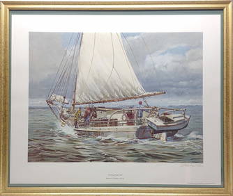 Robert E Goodier Signed "Working Under Sail" Litho (1 of 9)