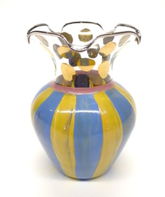Mackenzie Childs Court Jester Art Glass Vase 6.5"