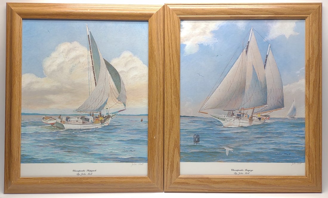Pair of John Moll Pencil Signed Sailboat Prints (1 of 8)