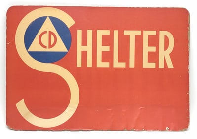 Vintage Civil Defense Shelter Advertising Sign